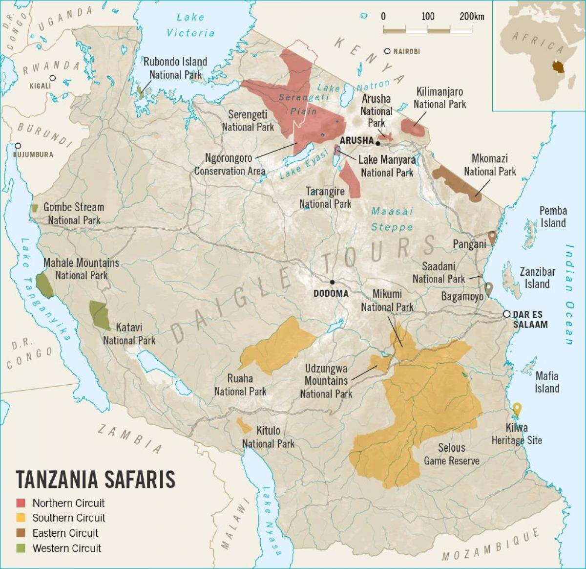 Harta tanzania rezerve de joc