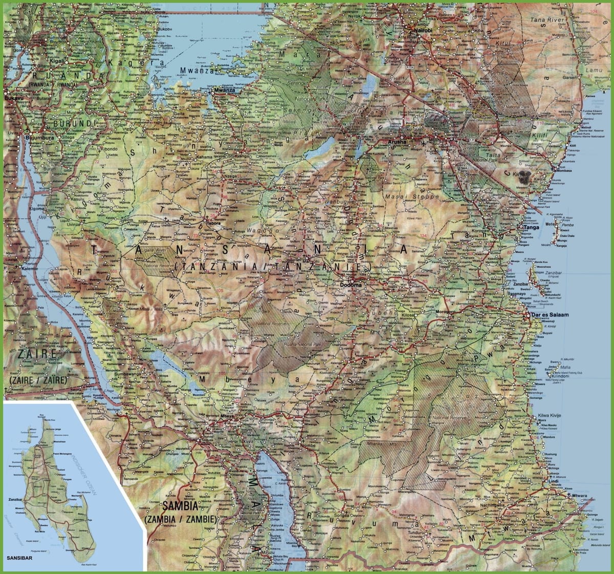 Harta detaliată tanzania
