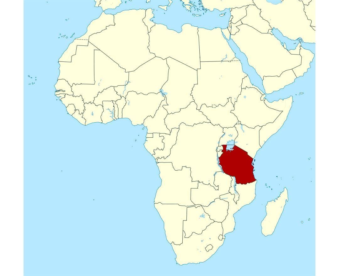 Harta de localizare din tanzania pe lume