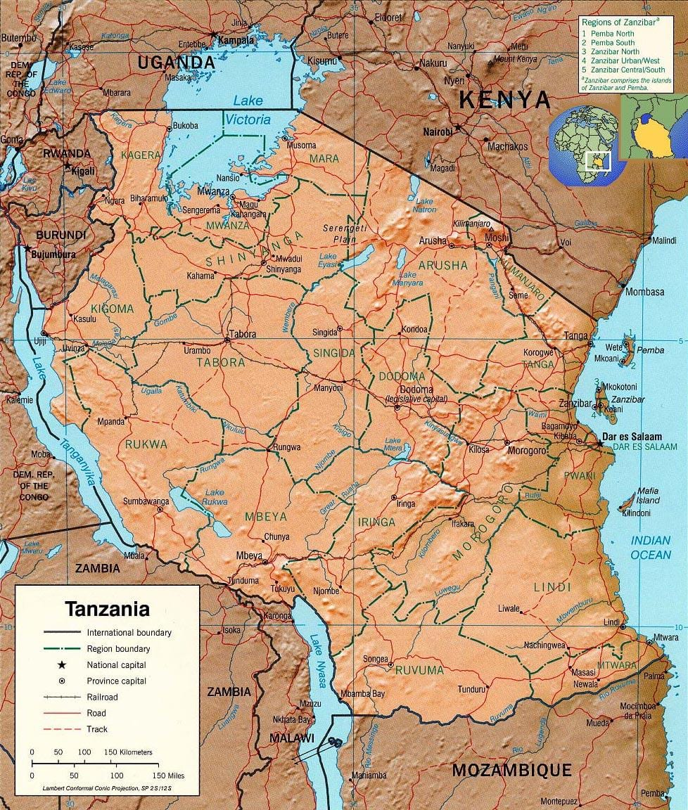 tanzania harta geografică