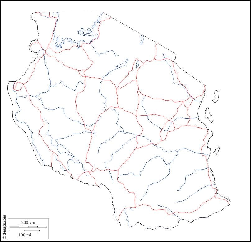 hartă goală din tanzania