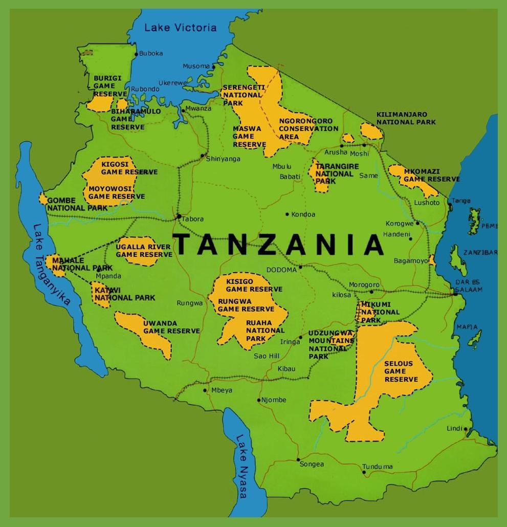 o hartă din tanzania