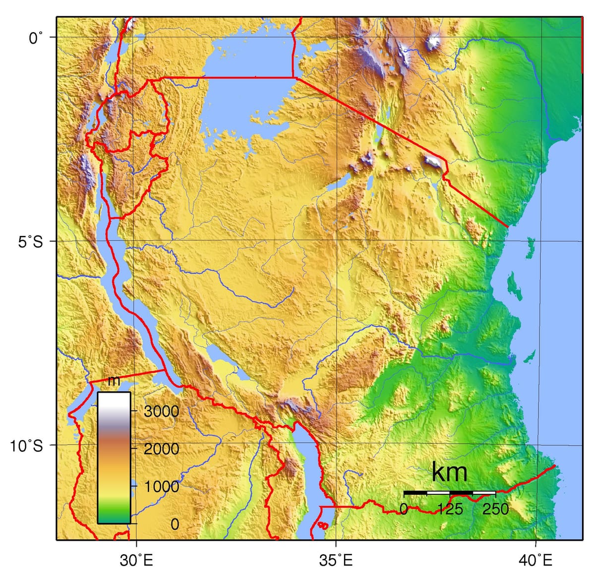 tanzania hartă topografică