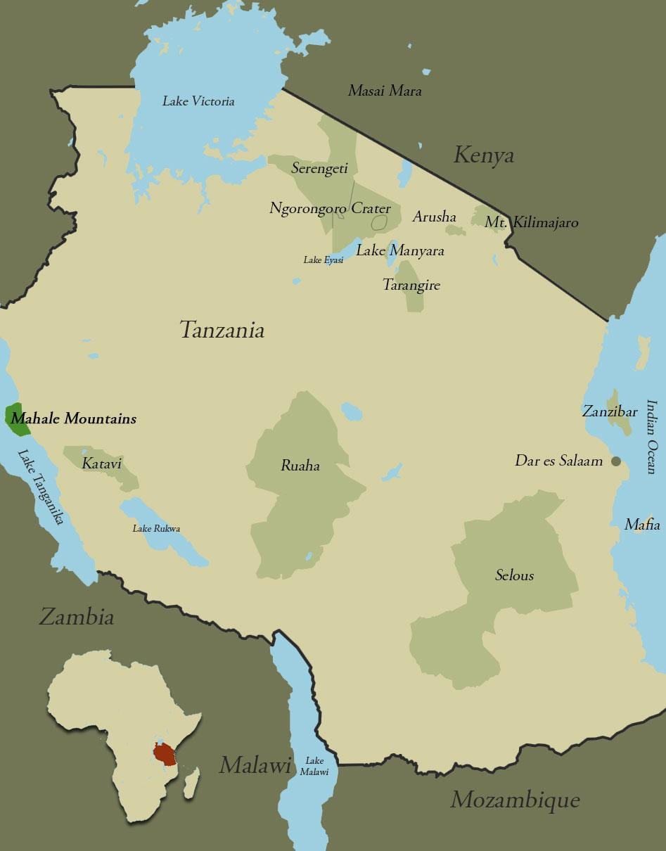 Harta tanzania munți