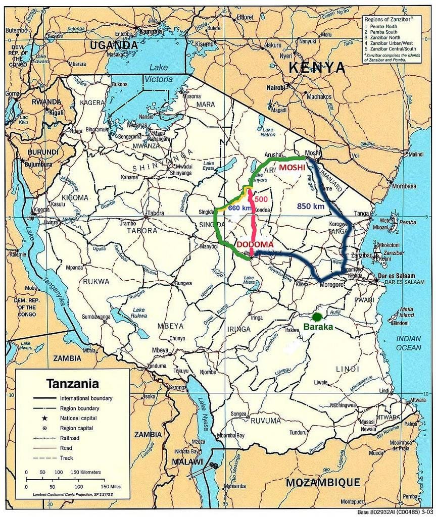 tanzania rețelei rutiere hartă