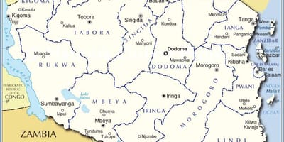 Tanzania administrative hartă