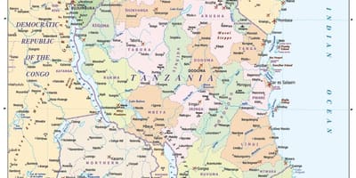 Harta tanzania și țările din jur