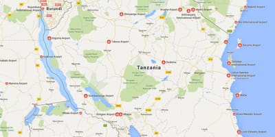 Harta tanzania aeroporturi 