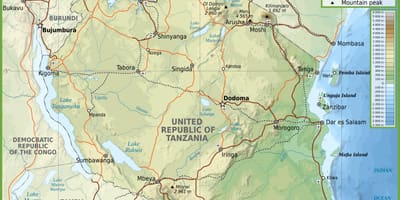 Tanzania rutiere hartă cu kilometri