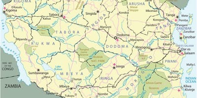 Tanzania atracții turistice hartă