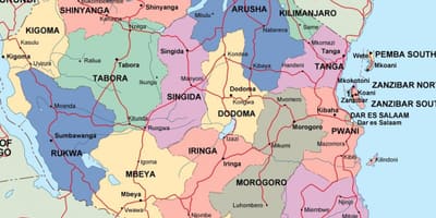 Harta tanzania politice