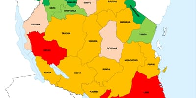 Tanzania densitatea populației hartă